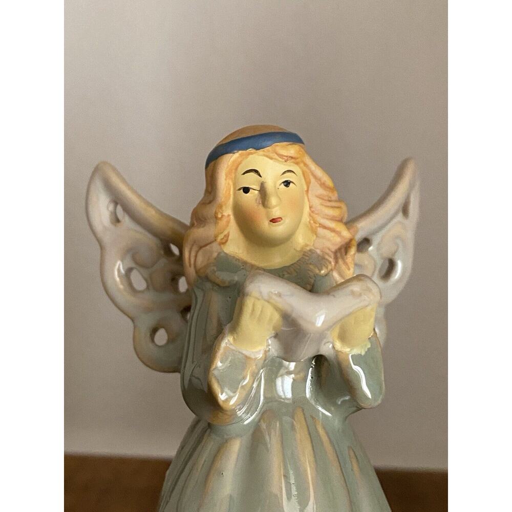 VINTAGE  1950's CERAMIC HEAVENLY ANGEL BELLS - Set of‎ 2 - 5 1/2" Tall - Picture 3 of 13